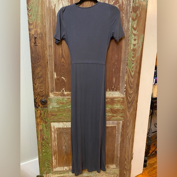 Super Soft Short Sleeve Wrap-Around Knit Maxi Dress - Picture 2 of 3